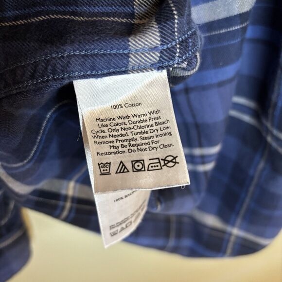 Eddie Bauer Shirt Men's Large Blue Plaid Button Down Long Sleeve Flannel Relaxed - Picture 5 of 9